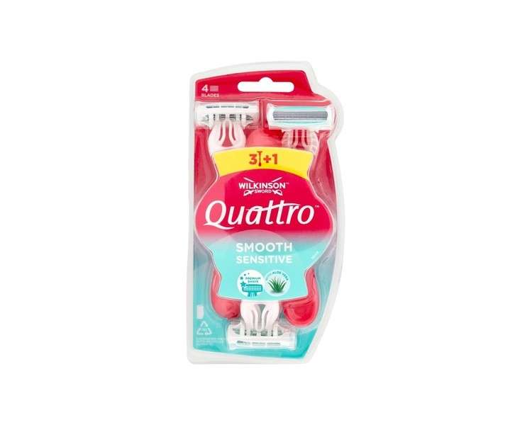 Wilkinson Sword Quattro for Women Sensitive Women's Disposable Razors 4 Pieces