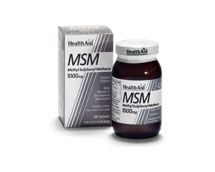 HealthAid MSM 1000mg Vegetarian Tablets 90 Count