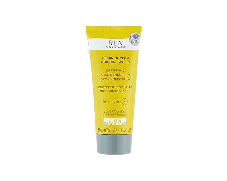 Ren Clean Screen Mattifying Face Sunscreen SPF 30 50ml