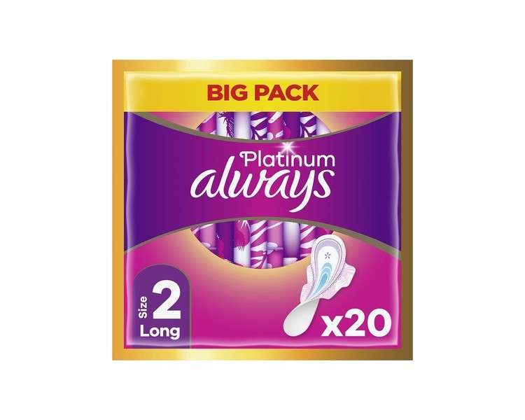 Always Platinum Long Plus Size 2 Sanitary Towels with Wings