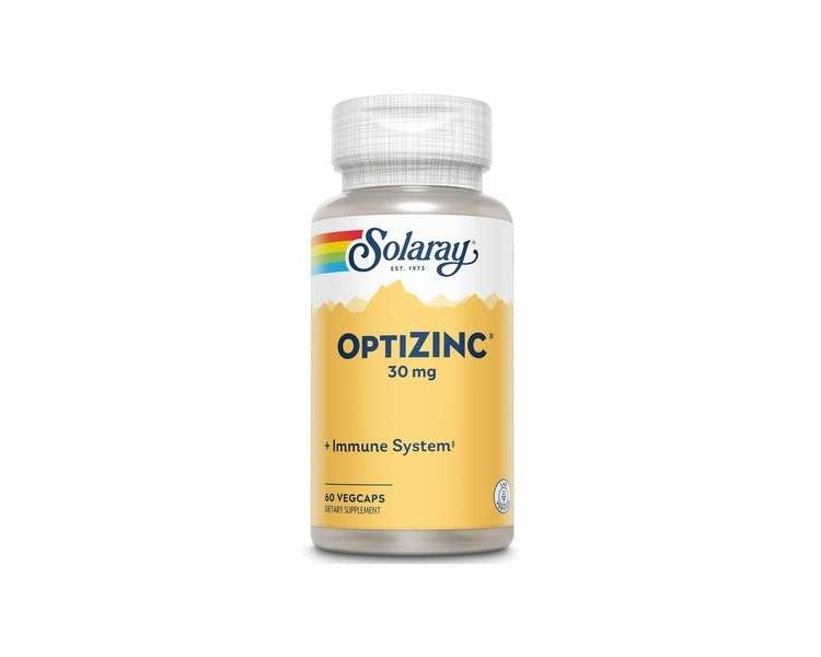 Solaray OptiZinc 30mg Supports Immune Endocrine Systems & Cellular Health 60 VegCaps - 60 Servings