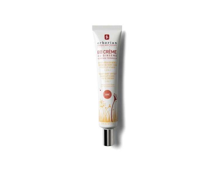 Erborian BB Cream with Ginseng Imperfection Covering Foundation 5-in-1 Korean Skincare Face Cream SPF 20 Doré Shade 45ml