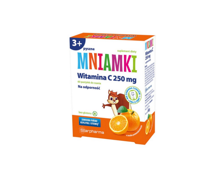 MNIAMKI VITAMIN C 250g for Kids 60 Pastilles Immunity Protection Against Infections