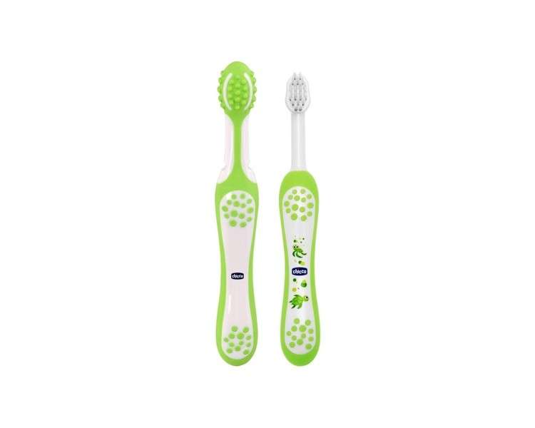 Chicco Training Toothbrush Set Includes Toothbrush and Massage Brush 4M+ Green