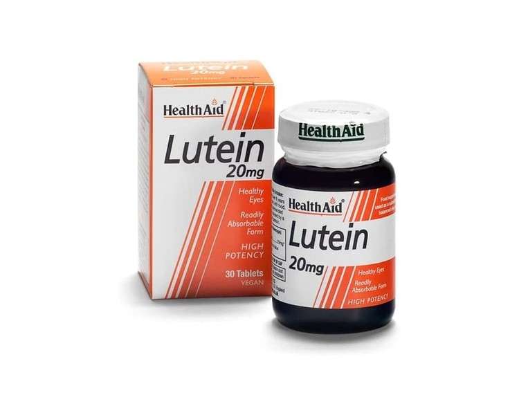 HealthAid Lutein Carotenoid 20mg Vegan Tablets 30 Count