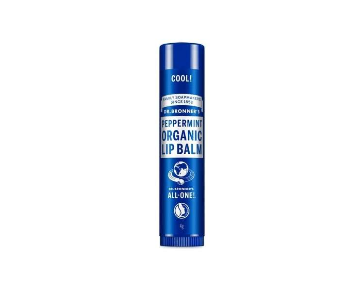 Dr Bronner's Peppermint Lip Balm with No Synthetic Ingredients and Organic Oils 4g