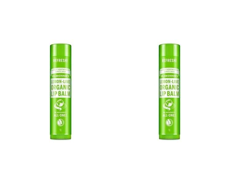 Dr Bronner's Lemon Lime Lip Balm with No Synthetic Ingredients and Organic Oils 4g