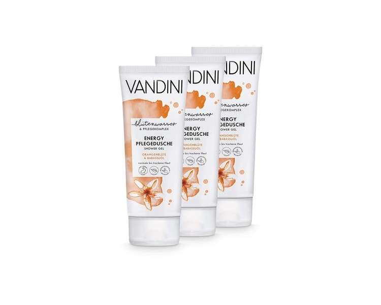 VANDINI Energy Care Shower Gel for Women with Orange Blossom & Babassu Oil 200ml - Pack of 3