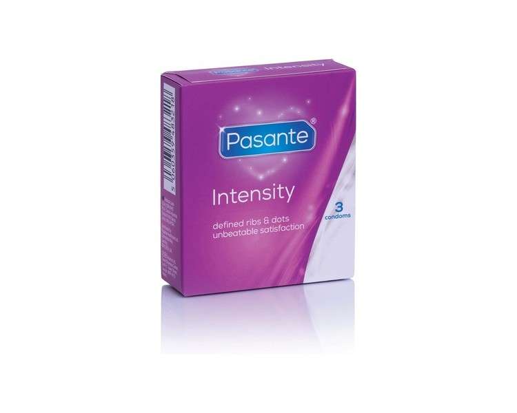 Pasante Intensity Ribs and Dots Exciting Condoms - Anatomical Shape, Ribbed and Dotted for More Stimulation 3 Pack