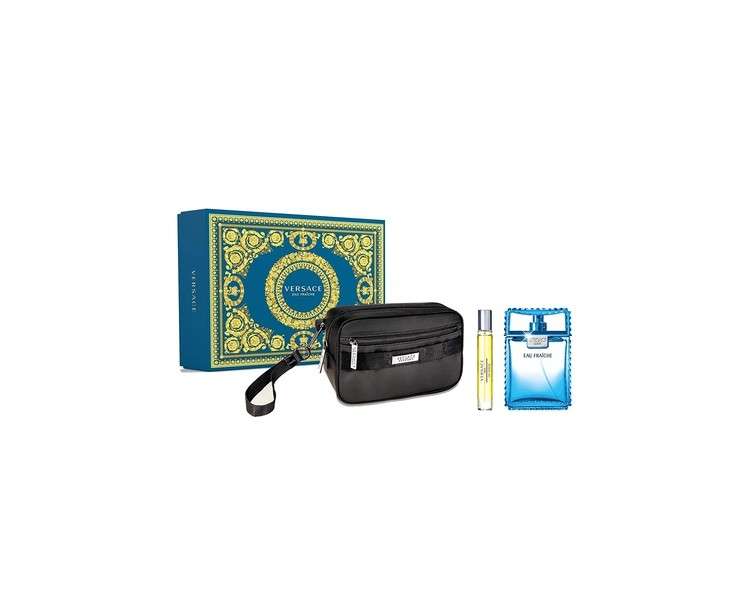 Versace Eau De Fraiche Gift Set 100ml Eau De Toilette + 10ml Eau De Toilette + Wash Bag