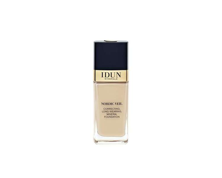 IDUN Minerals Nordic Veil Liquid Foundation Freja Full Coverage Matte Finish 0.87oz Warm Light