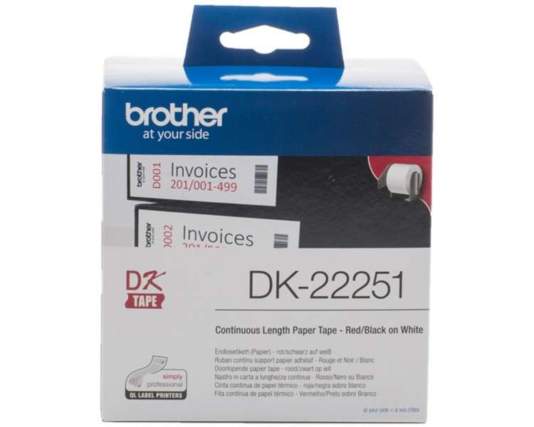 Etiquetas cinta continua brother dk22251 negro