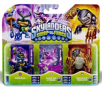 SKYLANDERS SWAP FORCE DUNE BUG & PHANTOM CYNDER & KNOCKOUT TERRAFIN