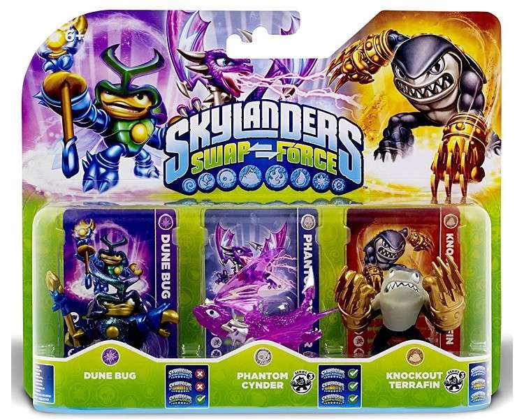 SKYLANDERS SWAP FORCE DUNE BUG & PHANTOM CYNDER & KNOCKOUT TERRAFIN