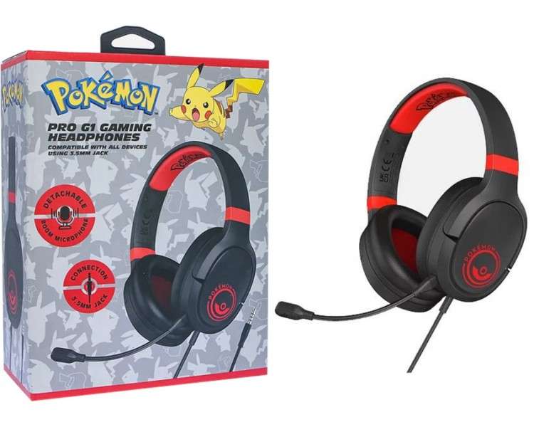 OTL PRO G1 GAMING HEADPHONES POKEMON POKEBALL BLACK/RED (NEGRO/ROJO) (CONSOLAS/TABLET/MOVIL/PC)