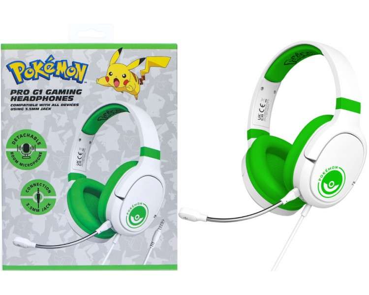 OTL PRO G1 GAMING HEADPHONES POKEMON POKEBALL WHITE / GREEN (BLANCO/VERDE)(SWITCH/TABLET/MOVIL/PC)