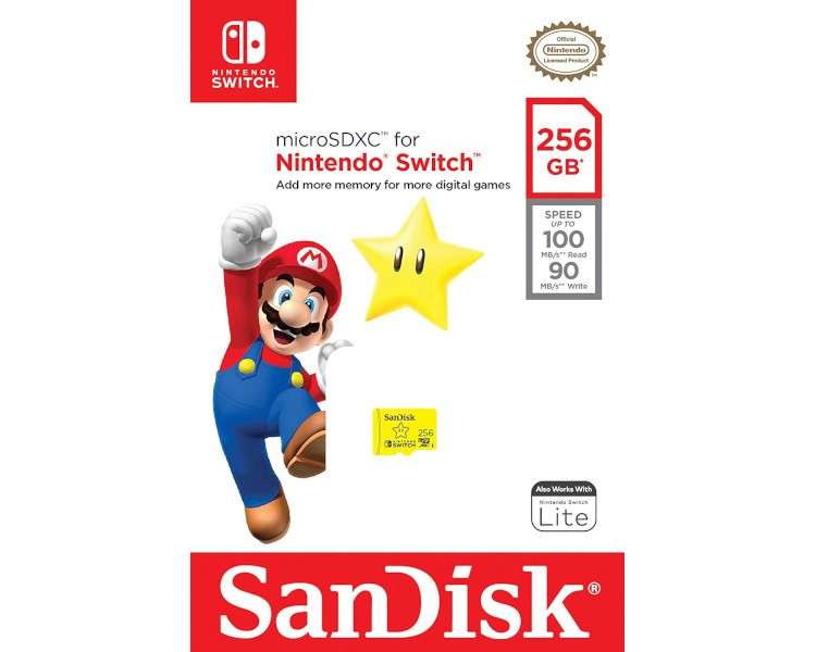 TARJETA DE MEMORIA SANDISK 256 GB MICROSDXC ESTRELLA (OFICIAL) (SWITCH/LITE)