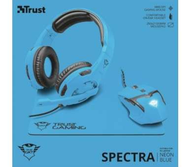 TRUST SPECTRA GAMING BUNDLE NEON BLUE GXT790-SB (AURICULAR/RATON/ALFOMBRILLA)