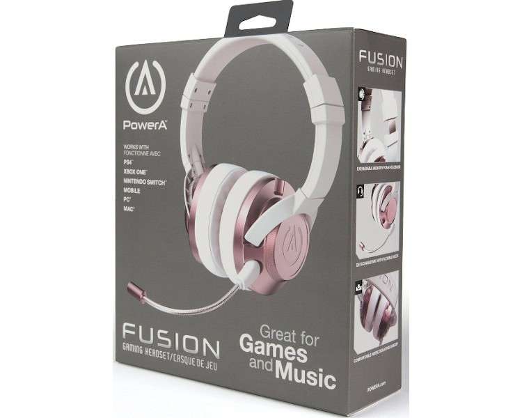 POWER A AURICULARES WIRED FUSION ROSA (PS4/XBOX ONE/SWITCH/WINDOWS 10)