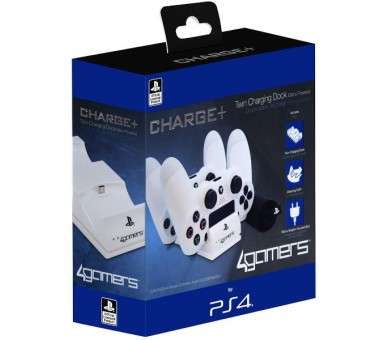 4GAMERS CHARGE+ TWIN CHARGING DOCK ESTACION DE CARGA DOBLE BLANCA