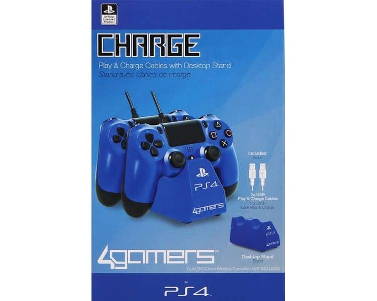 4GAMERS CHARGE CABLES & DESKTOP STAND AZUL (OFICIAL)