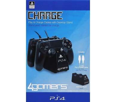 4GAMERS CHARGE CABLES & DESKTOP STAND  NEGRO (OFICIAL)