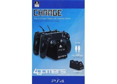 4GAMERS CHARGE CABLES & DESKTOP STAND  NEGRO (OFICIAL)