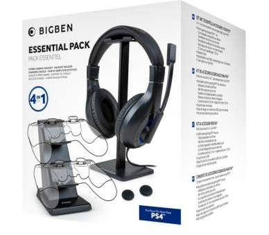 BIGBEN ESSENTIAL PACK 4 IN 1 BLACK (HEADSET/SOPORTE HEADSET/BASE DE CARGA PARA 2 MANDOS/2 GRIPS)