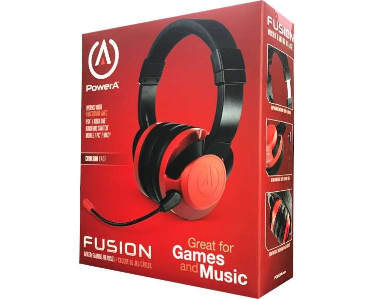 POWER A FUSION WIRED GAMING HEADSET CRIMSON FADE (PS4/XBONE/SWITCH/PC/MAC)