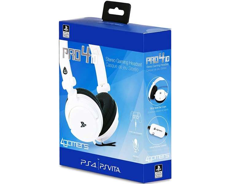 4GAMERS STEREO GAMING HEADSET PRO4-10 BLANCO (OFICIAL)