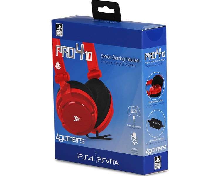 4GAMERS STEREO GAMING HEADSET PRO4-10 ROJO (OFICIAL)