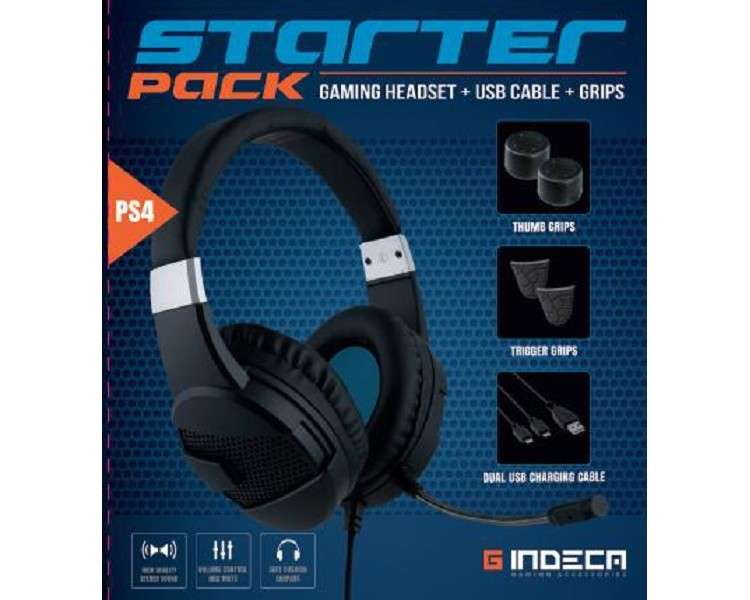 INDECA STARTER PACK (GAMING HEADSET + USB CABLE + GRIPS)