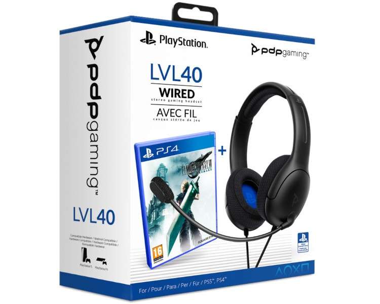 PDP LVL 40 WIRED STEREO GAMING HEADSET BLACK (NEGRO) + FF VII (PS5)