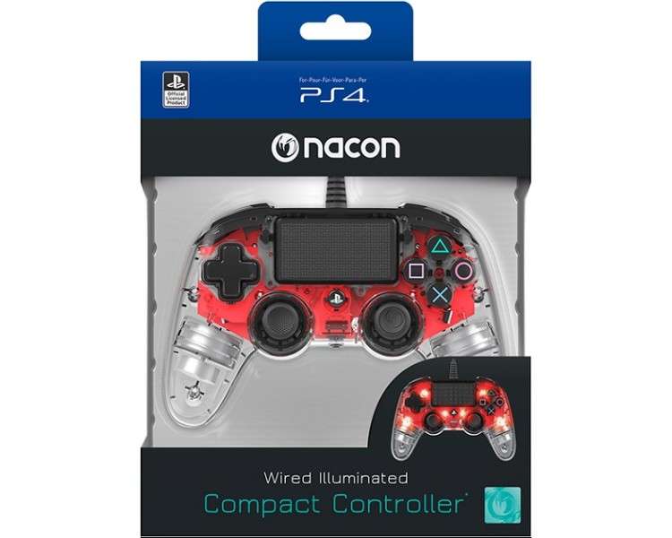 NACON WIRED ILLUMINATED COMPACT CONTROLLER RED OFICIAL