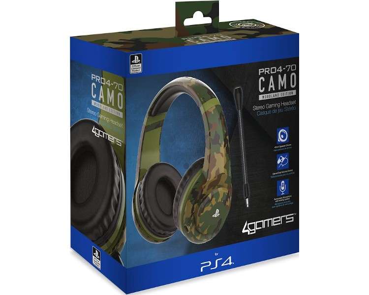 4GAMERS STEREO GAMING HEADSET PRO4-70 CAMO VERDE MILITAR (OFICIAL)