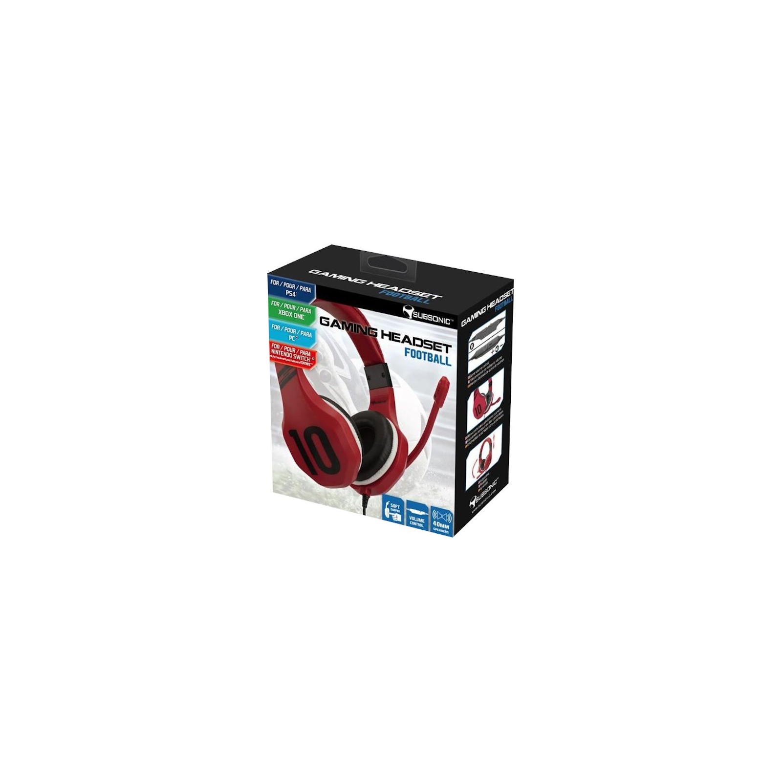 SUBSONIC GAMING HEADSET FOOTBALL  RED  (ROJO) (PS4/XBOX/SWITCH/PC)