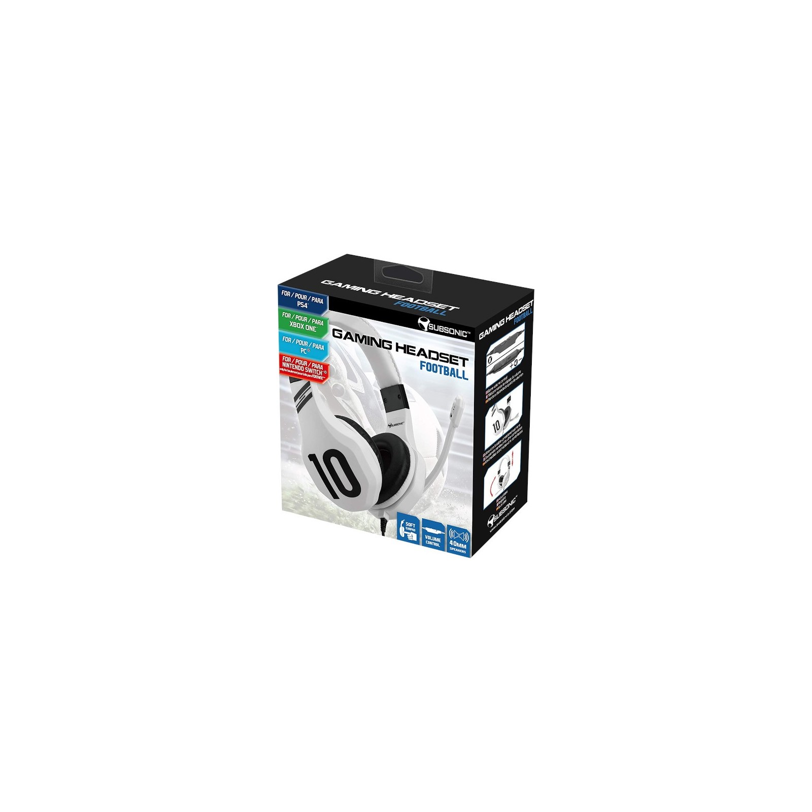 SUBSONIC GAMING HEADSET FOOTBALL WHITE (BLANCO) (PS4/XBOX/SWITCH/PC)