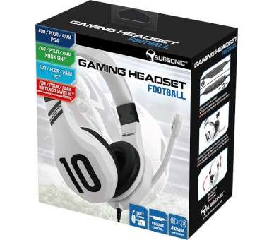 SUBSONIC GAMING HEADSET FOOTBALL WHITE (BLANCO) (PS4/XBOX/SWITCH/PC)