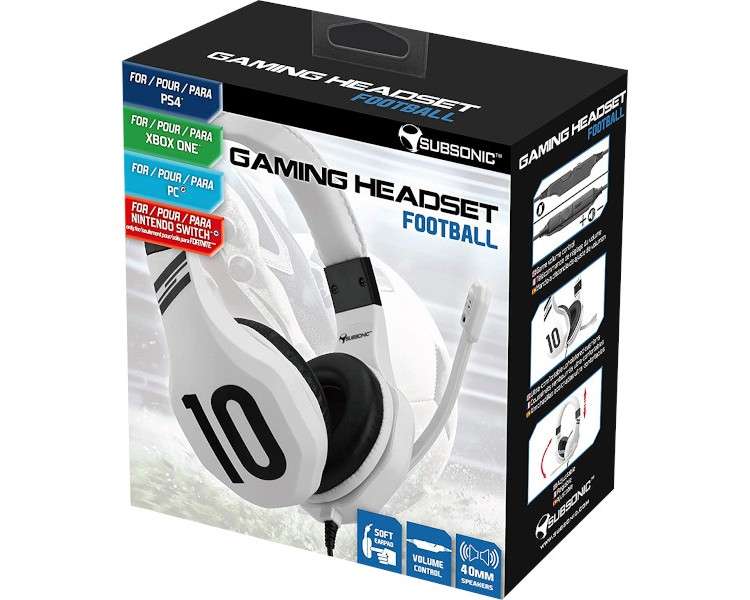 SUBSONIC GAMING HEADSET FOOTBALL WHITE (BLANCO) (PS4/XBOX/SWITCH/PC)