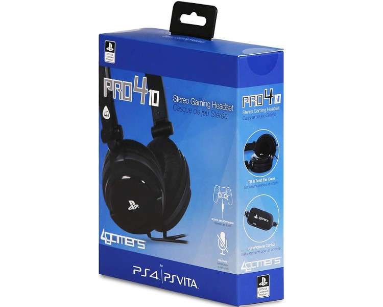 4GAMERS STEREO GAMING HEADSET PRO4-10 NEGRO (OFICIAL)