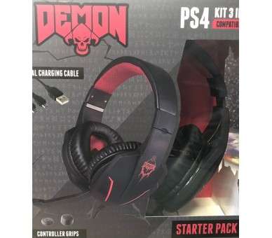 INDECA STARTER PACK DEMON KIT 3 EN 1 (HEADSET+GRIPS+CHARGING CABLE)