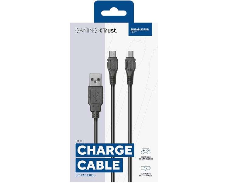 TRUST DUO CHARGE CABLE PARA DOS MANDOS DUAL SHOCK 4 (3.5M)  GXT-222