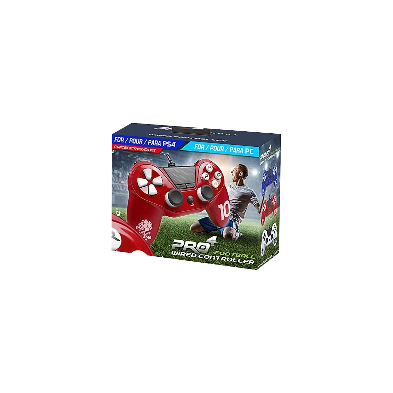 PRO 4 FOOTBALL WIRED CONTROLLER ROJO (RED) (PS4/PS3/PC)