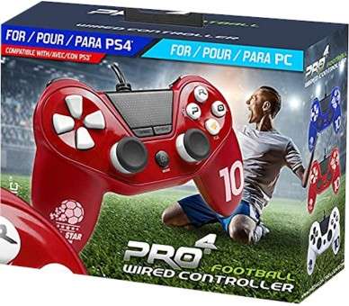 PRO 4 FOOTBALL WIRED CONTROLLER ROJO (RED) (PS4/PS3/PC)