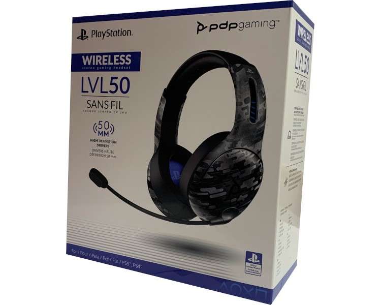 PDP AURICULARES LVL50 WIRELESS NEGRO CAMO (PS5)