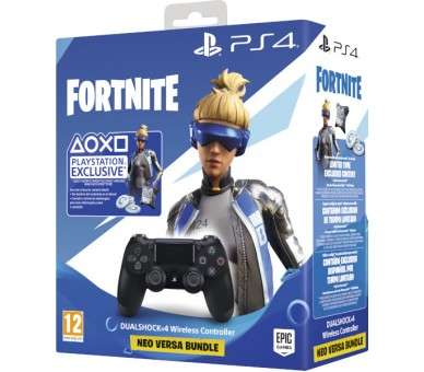 DUAL SHOCK 4 WIRELESS JET BLACK (NEGRO) VERSION 2 + FORTNITE (CODIGO NEOVERSA)