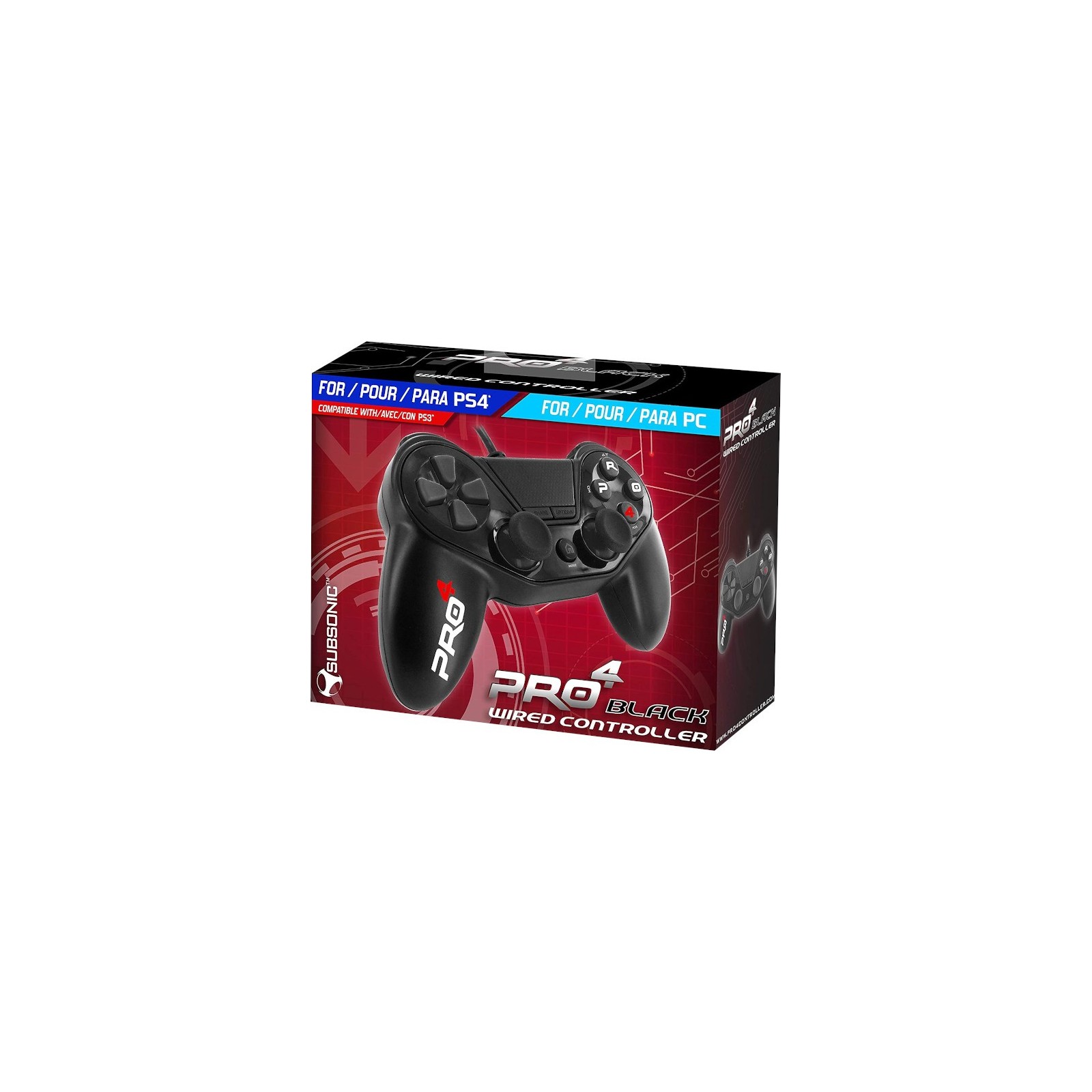 SUBSONIC WIRED CONTROLLER PRO4 BLACK (PS4/PS3/PC)