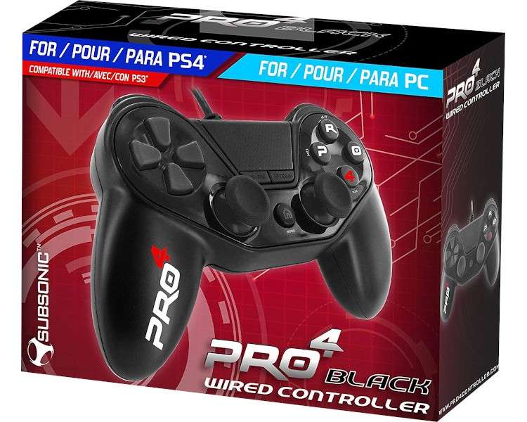 SUBSONIC WIRED CONTROLLER PRO4 BLACK (PS4/PS3/PC)