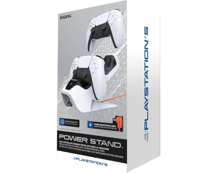 BIONIK DUAL POWER STAND BASE DOBLE CARGA PARA MANDOS (CABLE USB 1,8 M)