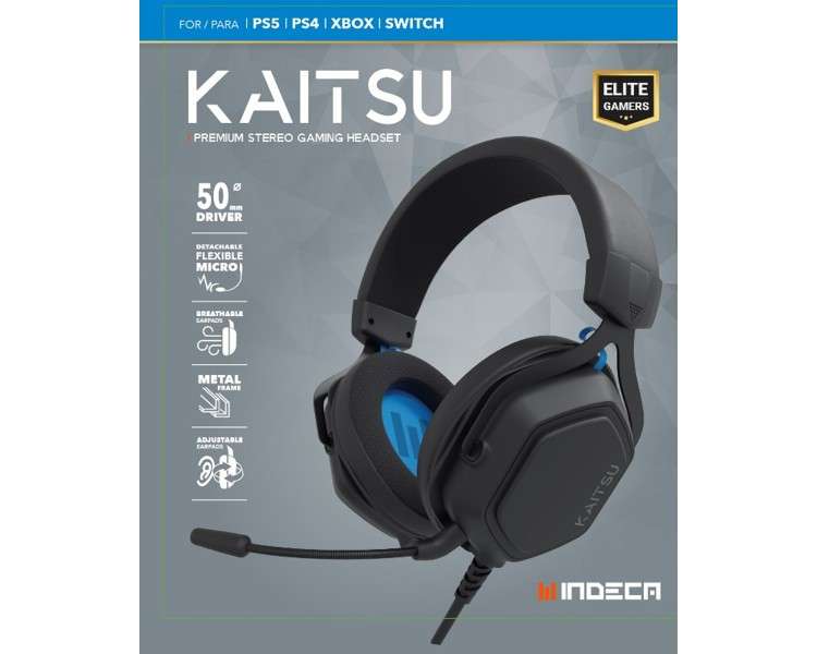 INDECA PREMIUM STEREO GAMING HEADSET KAITSU BLACK (NEGRO) (PS4/XBOX/SWITCH)